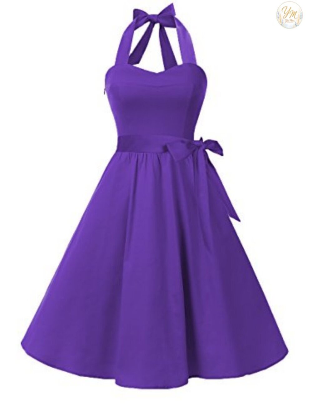 Vintage 1950s Halter Swing Cocktail Dress Retro Polka Party